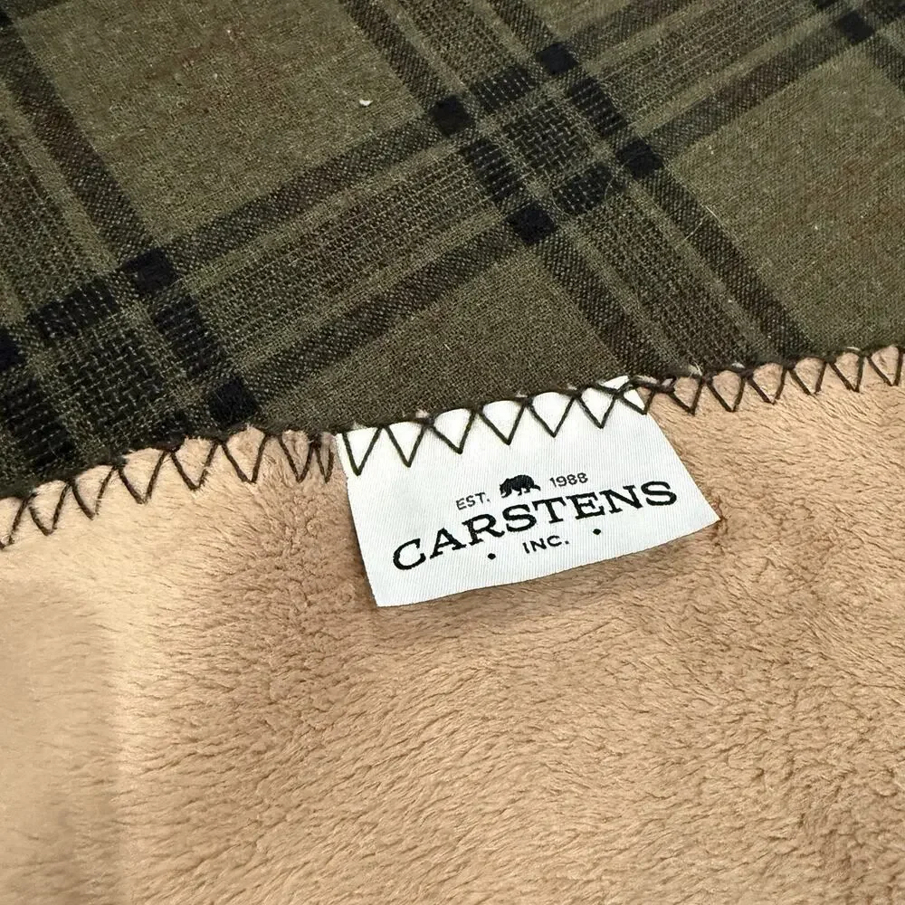 Carsten's Tartan Plaid Olive Green Throw‎ Blanket Rustic Cabin Bedroom Accent